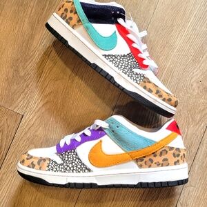 Nike Womens Dunk Low Athletic Sneakers DN3866 100 Multi Color - Size 8